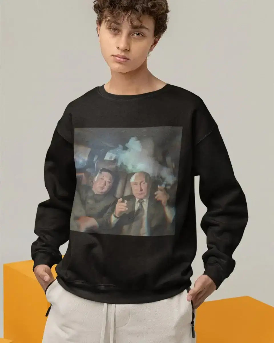 S302 - Sweatshirt - Putin & Kim Driving - Funny Outfits