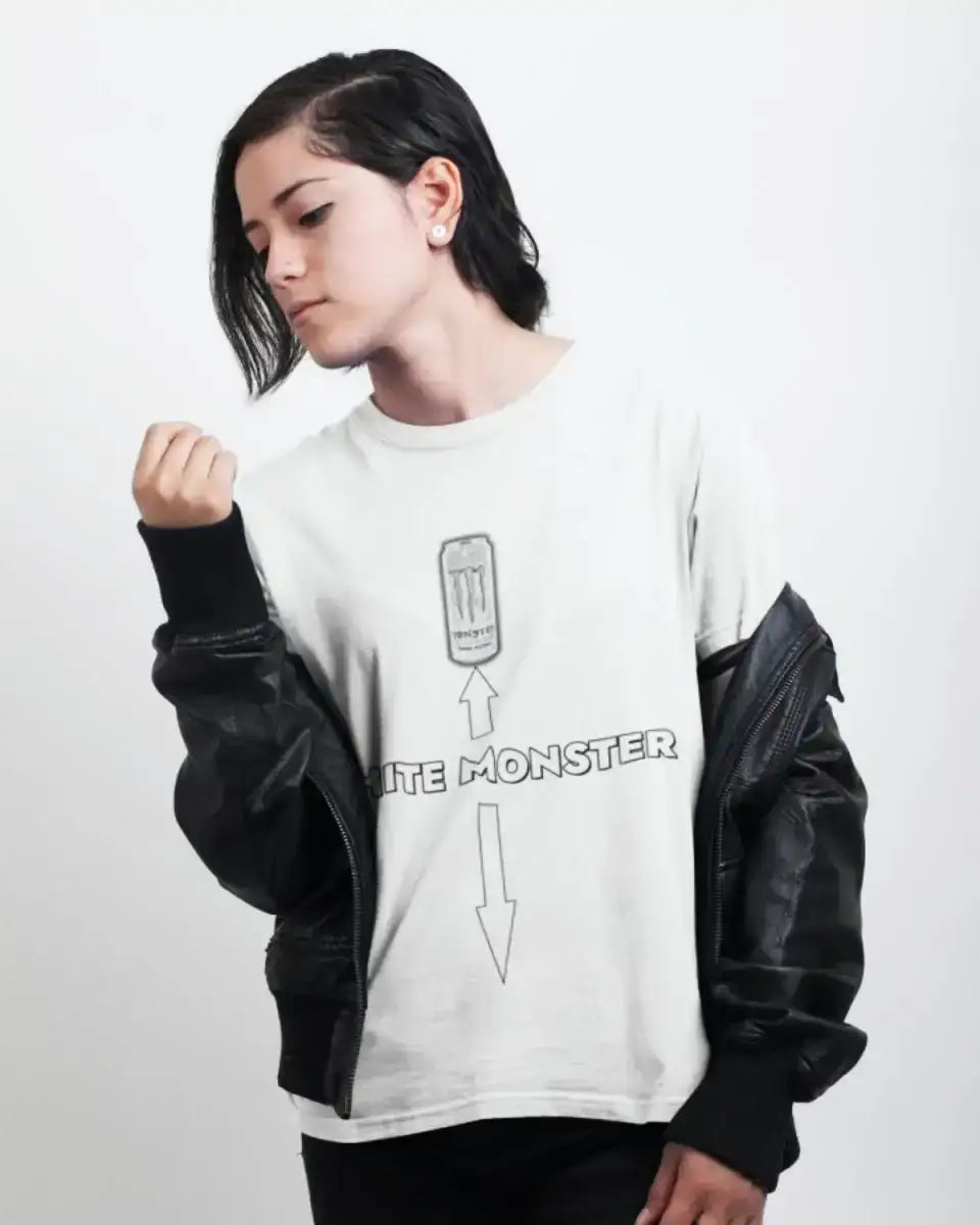 T404 - T-shirt - White Monster - Funny Outfits