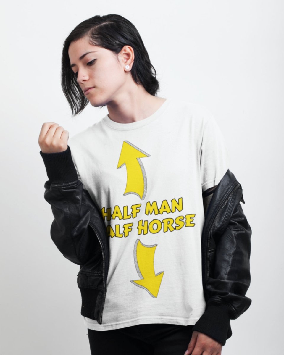 T214 - T-shirt - Half Man - Funny Outfits